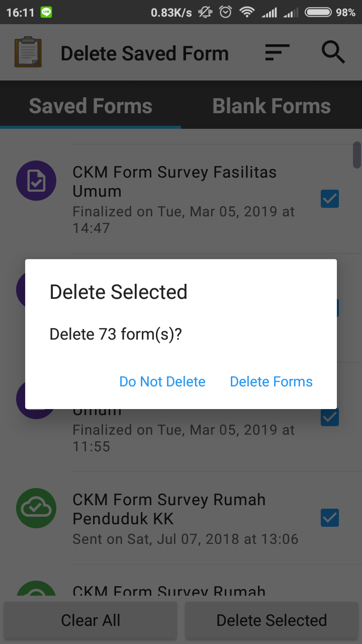 Delete confirmation dialog box