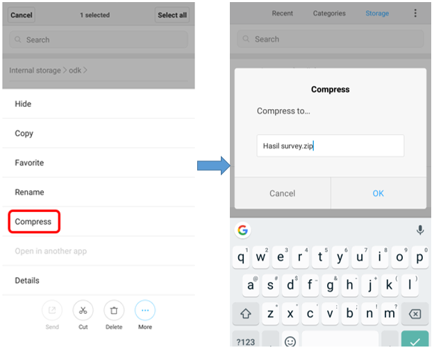 The step for convert to .zip format