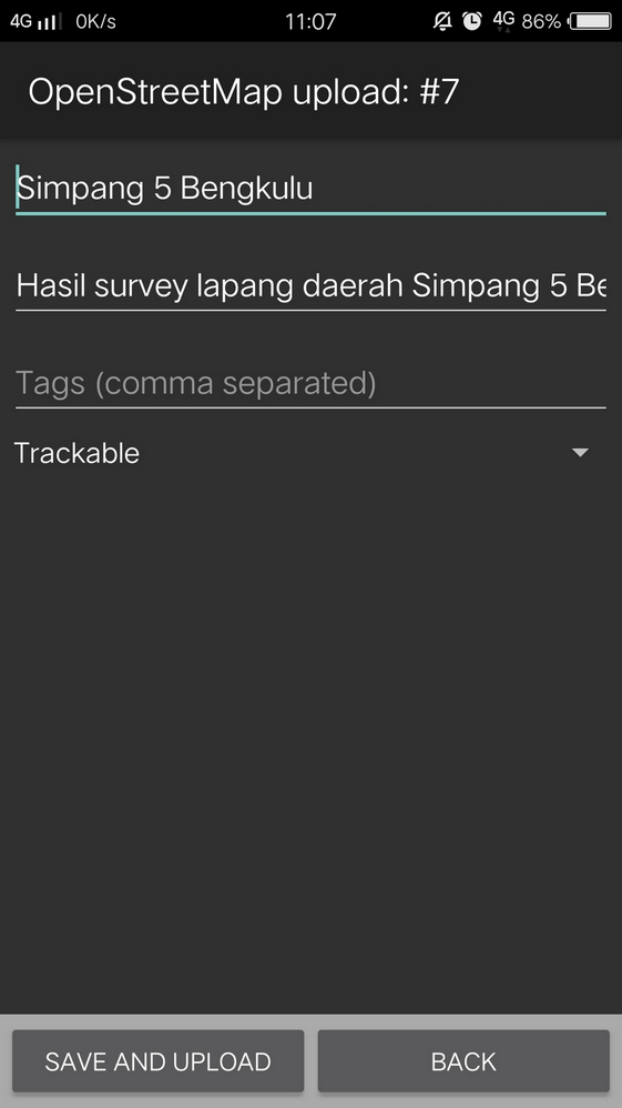 Survey data is ready to upload  into OpenStreetMap server