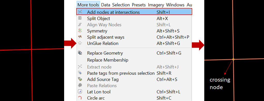 Adding node at intersection