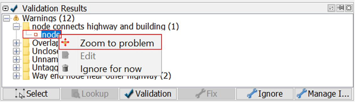 Zooming to Warning: Node connects highway and building