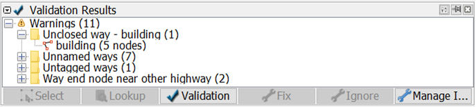 Unclosed way - building on Validation Results