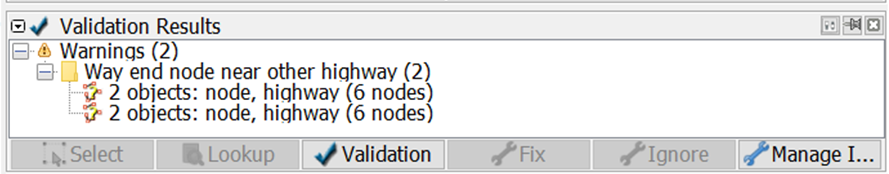 Way end node near other highway on Validation Results