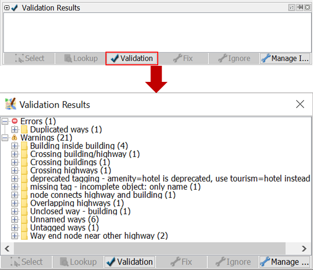 Validation Results  from OSM Data Sample